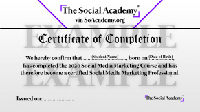 The Social Academy SoAcademy.org Certificate of Completion Example Homepage